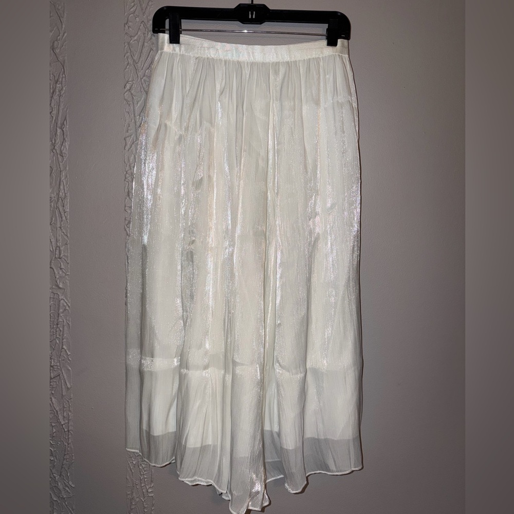 Women's White Sheer Midi Skirt